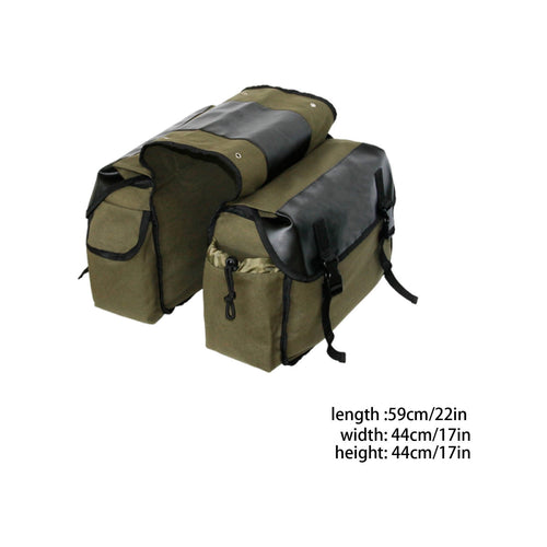 Army Green Army Green Canvas Saddle Bag For Bicycle And Motorcycle With Leather Details 1-Piece Cycling Backpack With Multiple Compartments Size 40 X 30 Cm - Motorcycle Rear Bag For Storag